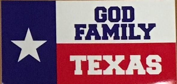GOD, FAMILY, AND TEXAS OFFICIAL BUMPER STICKER PACK OF 50 BUMPER STICKERS MADE IN USA WHOLESALE BY THE PACK OF 50!
