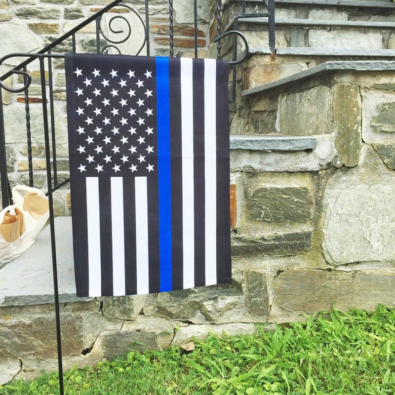 US Police Memorial Blue Line USA Garden Flag