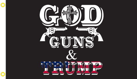 God Guns and Trump 3'X5' Double Sided Flag ROUGH TEX® 100D