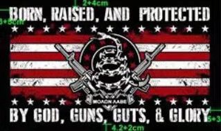Born Raised and Protected 3'X5' Flag ROUGH TEX® 100D