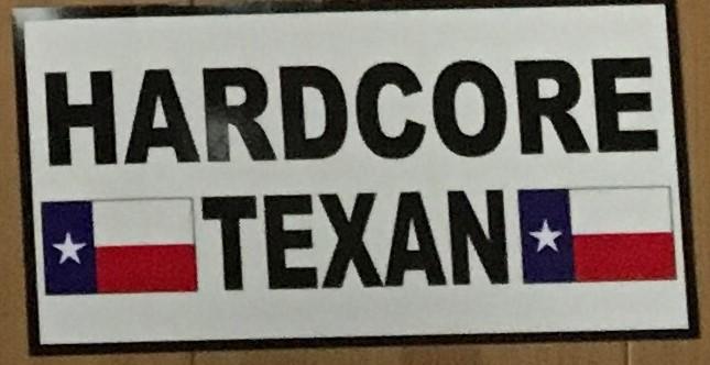 HARDCORE TEXAN OFFICIAL BUMPER STICKER PACK OF 50 BUMPER STICKERS MADE IN USA WHOLESALE BY THE PACK OF 50!