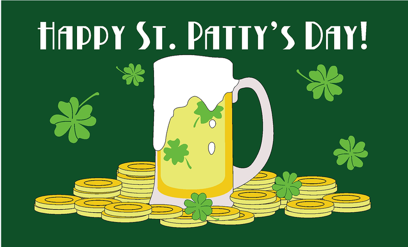 Happy Saint Patty's Day Beer and Gold 3'x5' Flag ROUGH TEX® 68D Nylon