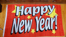 Happy New Year Red Flag 3x5 Rough Tex 100D ® Seasonal Holiday Flags