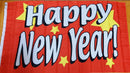 Happy New Year Red 100D Rough Tex ® 3x5