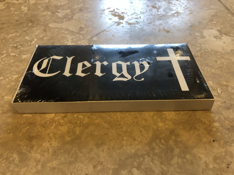 CLERGY CROSS BUMPER STICKER PACK OF 50 BUMPER STICKERS MADE IN USA WHOLESALE BY THE PACK OF 50!