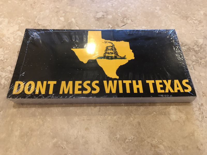 DON'T MESS WITH TEXAS GADSDEN BUMPER STICKER PACK OF 50 BUMPER STICKERS MADE IN USA WHOLESALE BY THE PACK OF 50!