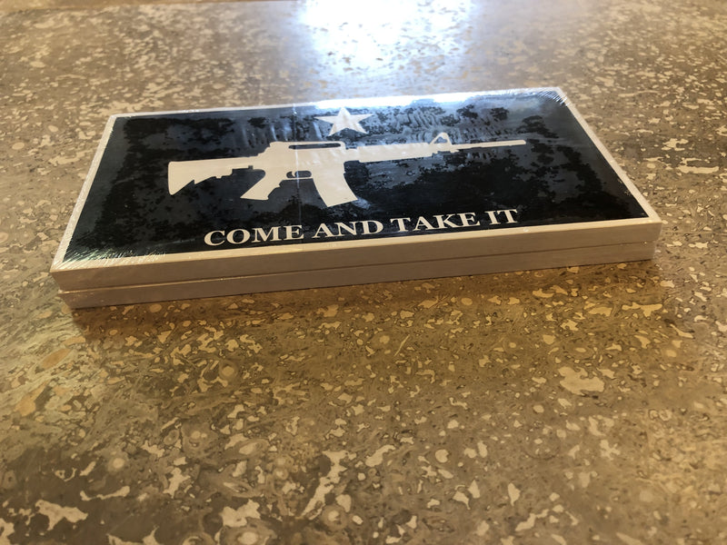 COME AND TAKE IT RIFLE OFFICIAL BUMPER STICKER PACK OF 50 BUMPER STICKERS MADE IN USA WHOLESALE BY THE PACK OF 50!