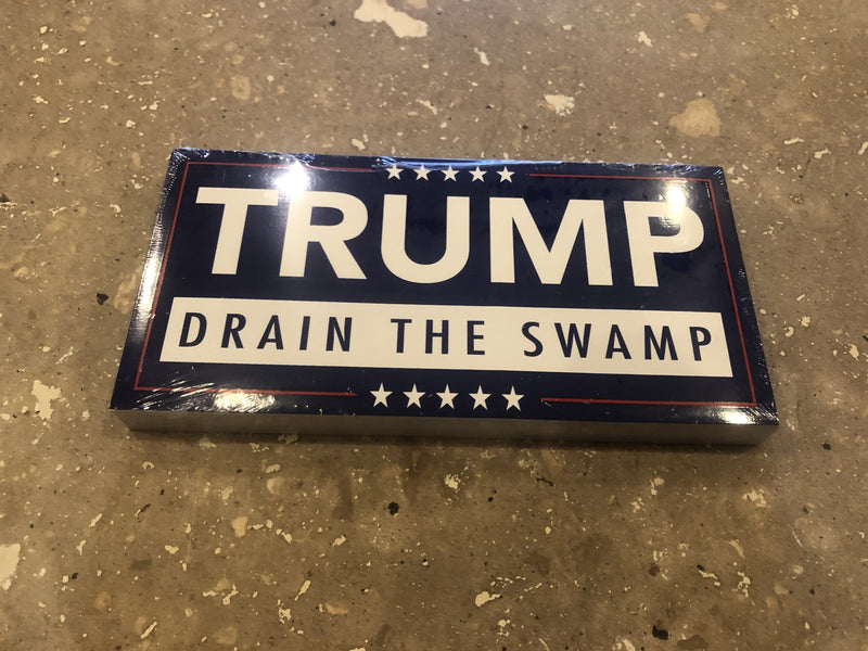 TRUMP "DRAIN THE SWAMP" OFFICIAL BUMPER STICKER PACK OF 50 BUMPER STICKERS MADE IN USA WHOLESALE BY THE PACK OF 50!