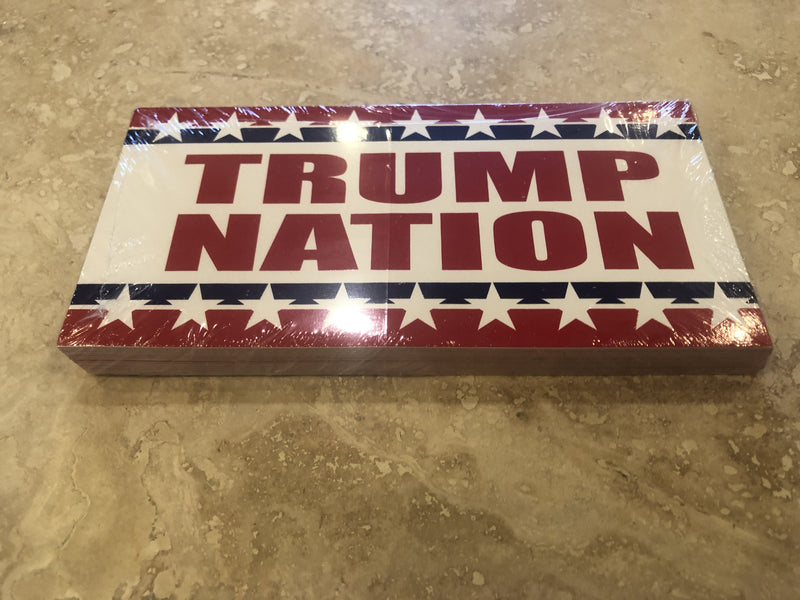 TRUMP NATION OFFICIAL BUMPER STICKER PACK OF 50 BUMPER STICKERS MADE IN USA WHOLESALE BY THE PACK OF 50!