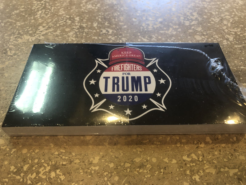 FIREFIGHTERS FOR TRUMP 2020 OFFICIAL BUMPER STICKER PACK OF 50 BUMPER STICKERS MADE IN USA WHOLESALE BY THE PACK OF 50!
