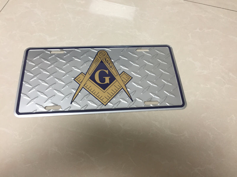 Masonic Silver Diamond Embossed License Plate