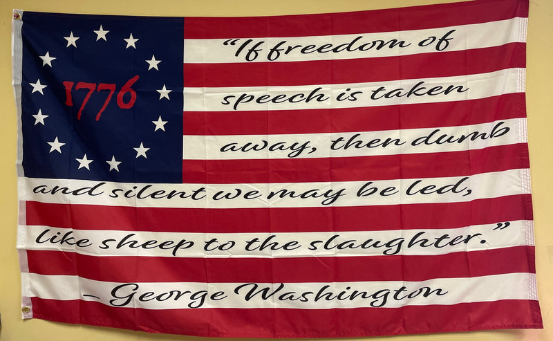 Betsy Ross 1776 George Washington Freedom of Speech Quote 3'X5' Flag ROUGH TEX® 100D