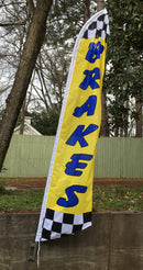 Brakes Yellow Checkered 11.5'x2.5' Swooper Flag Rough Tex® Knit Feather