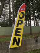 Now Open Red And Yellow Swooper Flag