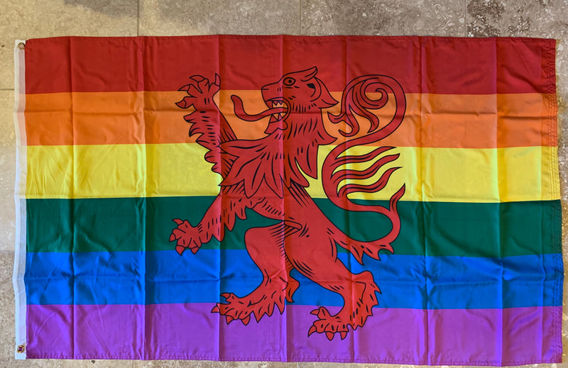 Rainbow Scotland Rampant Lion Flag 3'x5' Flag Rough Tex® 100D