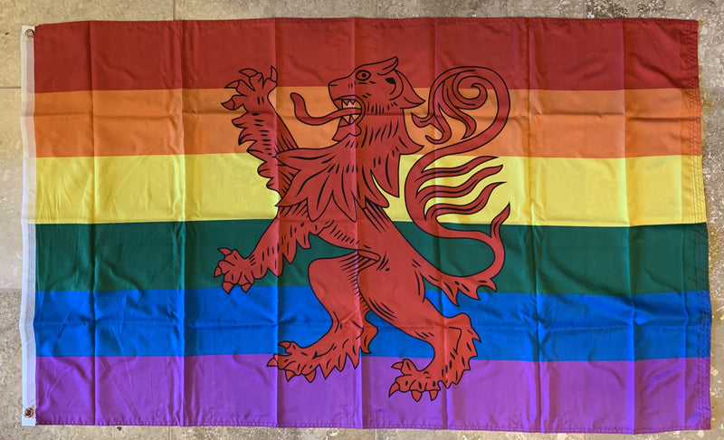 Rainbow Scotland Rampant Lion Flag 3'x5' Flag Rough Tex® 100D