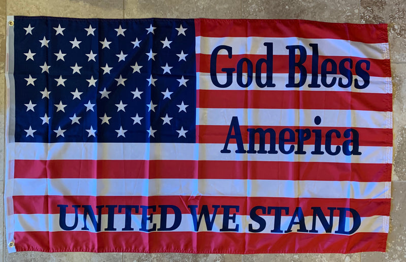 God Bless America United We Stand  3'x5' 100D Flag Rough Tex ®