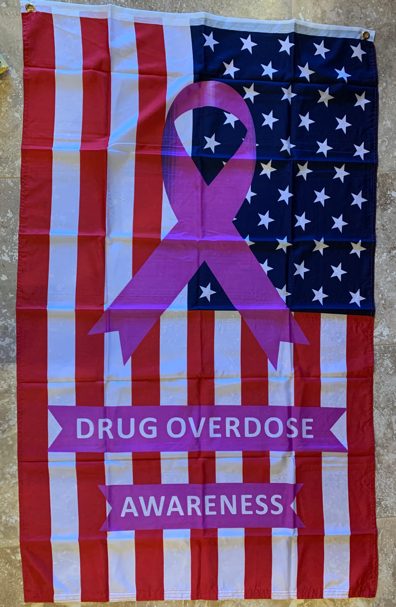 Purple Line USA Flags (Drug Awareness) Flag Rough Tex® 100D 3'X5'