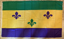 FRENCH QUARTER FLEUR DE LI MARDIS GRAS NEW ORLEANS FLAG 3'X5' 100D ROUGH TEX®
