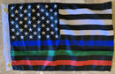 USA Red Blue Green Line Flag With Grommets 2'x3' Rough Tex® 100D