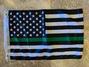 USA Green Line Flag With Grommets 12'X18' Rough Tex® 100D