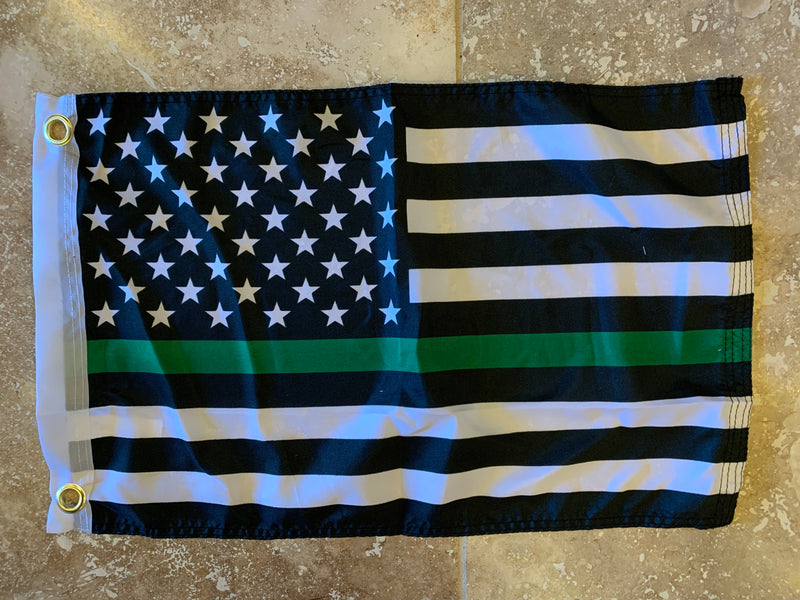 USA Green Line Flag With Grommets 12'X18' Rough Tex® 100D