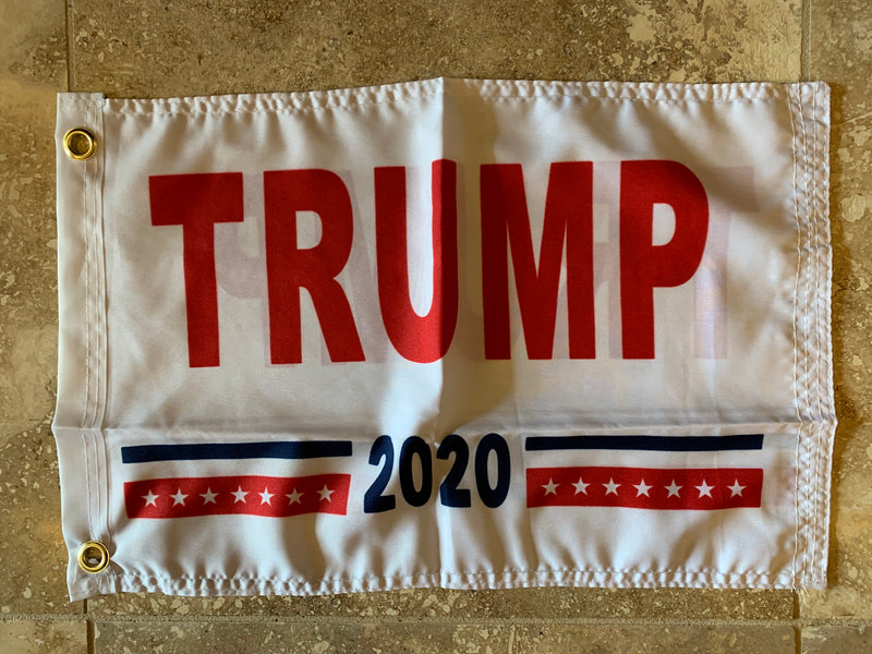Trump 2020 White Flag with Grommets Single Side- 12x18 Rough Tex® 100D