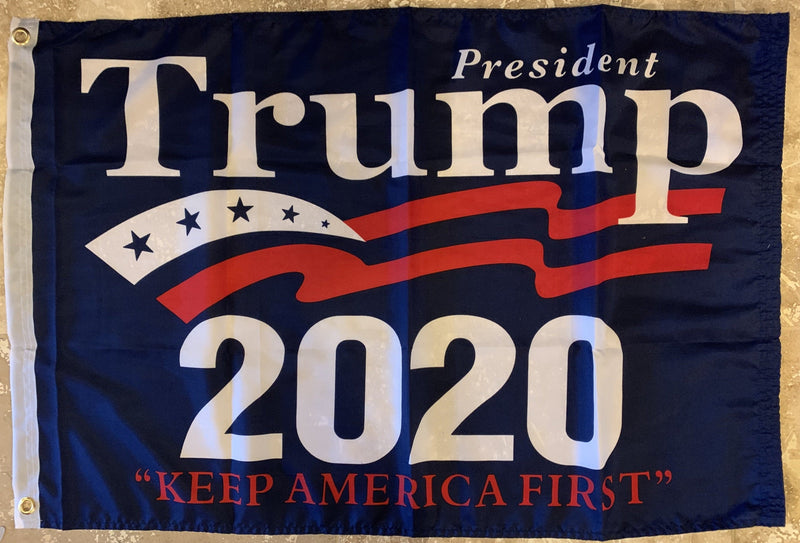 President Trump 2020  Keep America First Blue Flag- 2'x3' Rough Tex® 100D