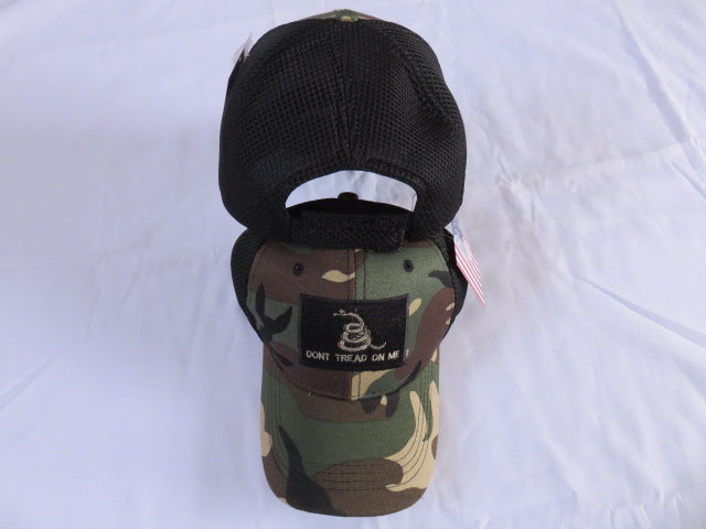 Gadsden Camo Black Tactical Mesh Trucker Style 2nd Amendment Cap Embroidered Hat