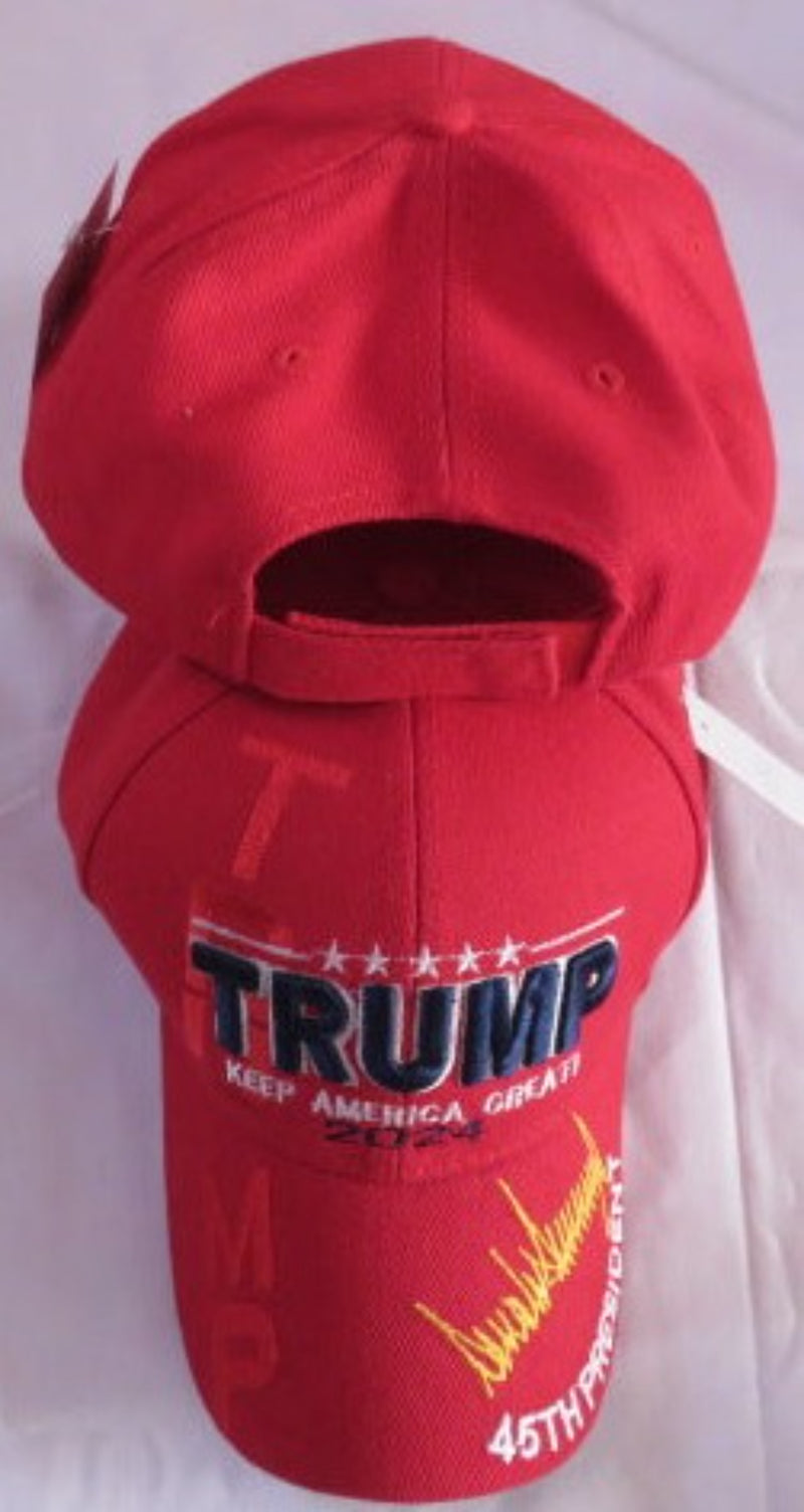 Trump Signature Gold KEEP AMERICA GREAT 2024 Red Trump Make America Great Again Cap Embroidered Hat