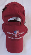 Liberty or Death 2nd Amendment Burgundy USA Flag Cap Embroidered Hat American Rifles