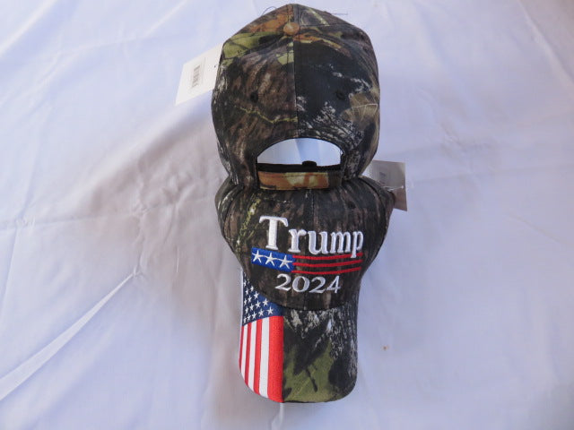 Trump 2024 Camo USA American Flag Bill Cap Embroidered Hat