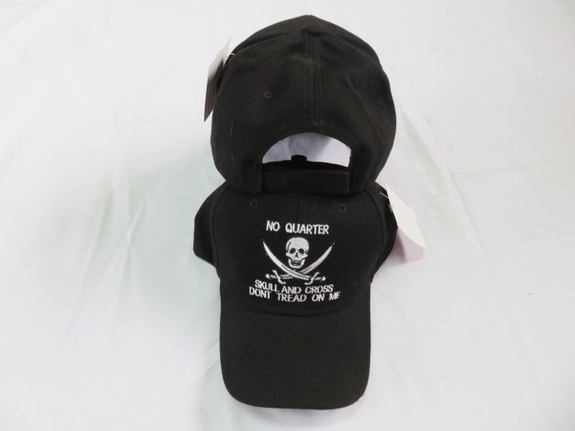 No Quarter Skull and Bones Don't Tread on Me - Cap Pirate Hat Black