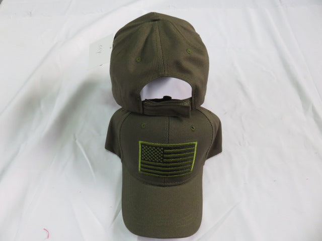 USA American Flag Olive Drab Velcro Operators - Cap Green