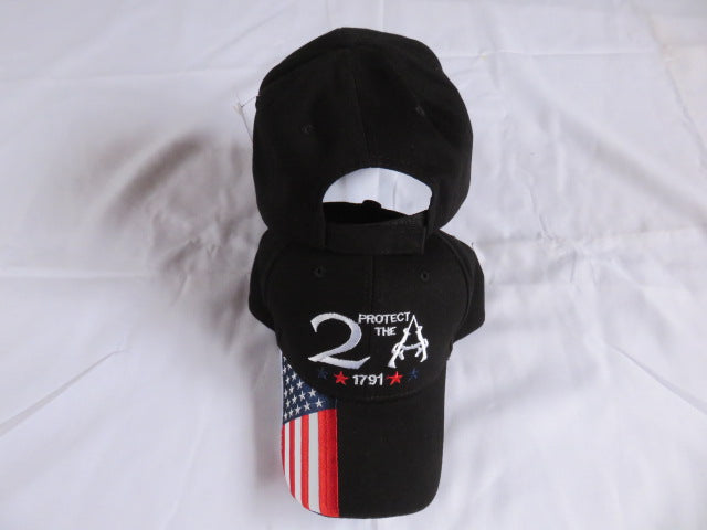 Protect the 2A Black USA Flag 2nd Amendment 1791 - Cap America's Gun Rights Hat Embroidered