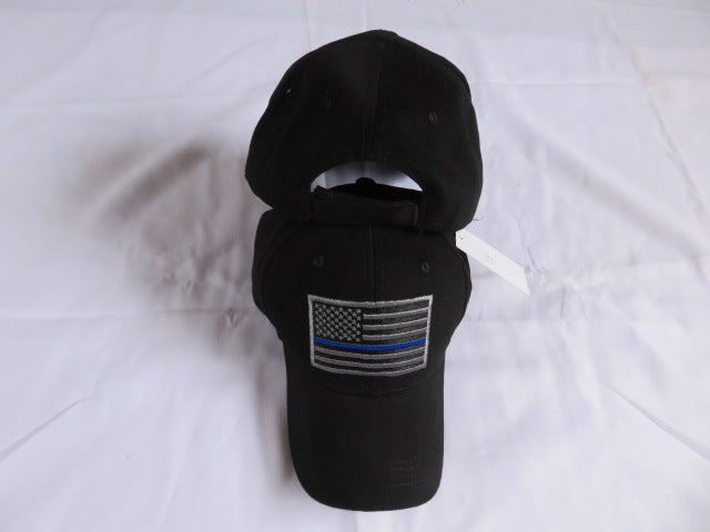 USA Blue Line Flag Cap Embroidered Hat Khaki American Police Black