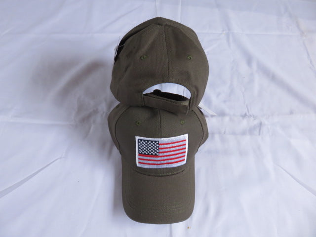 USA Flag Cap Embroidered Hat Khaki American