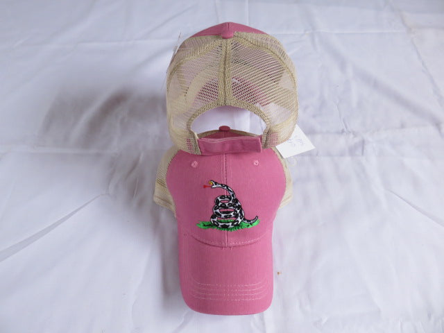 Gadsden Pink Rattlesnake Cap Embroidered Hat Trucker Style (no Don't Tread on Me)