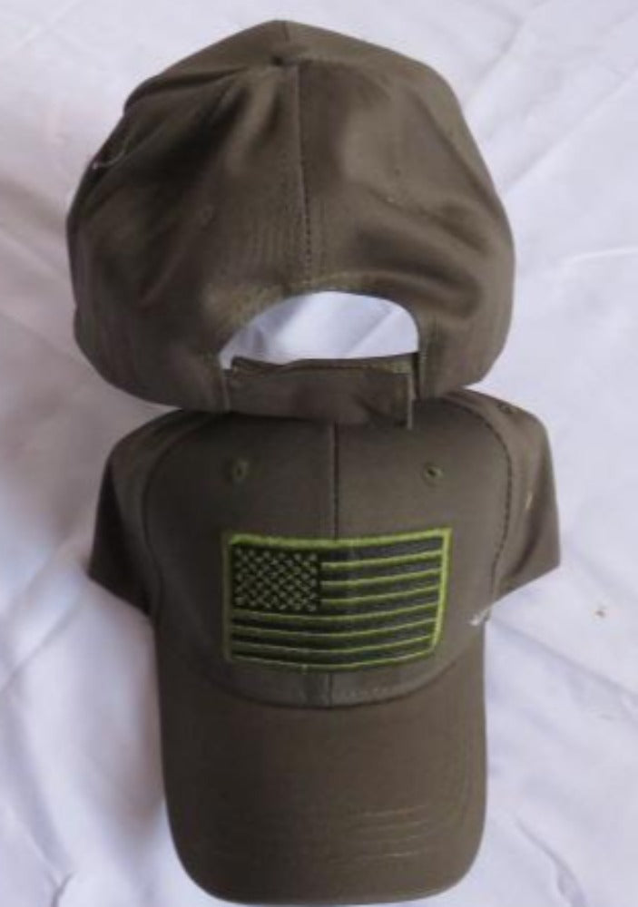 Subdued American USA Flag Black Olive USA Flag Cap Embroidered Hat