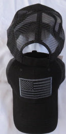 BLACKOUT USA AMERICAN FLAG TRUCKER STYLE MESH BACK EMBROIDERED CAP NRA