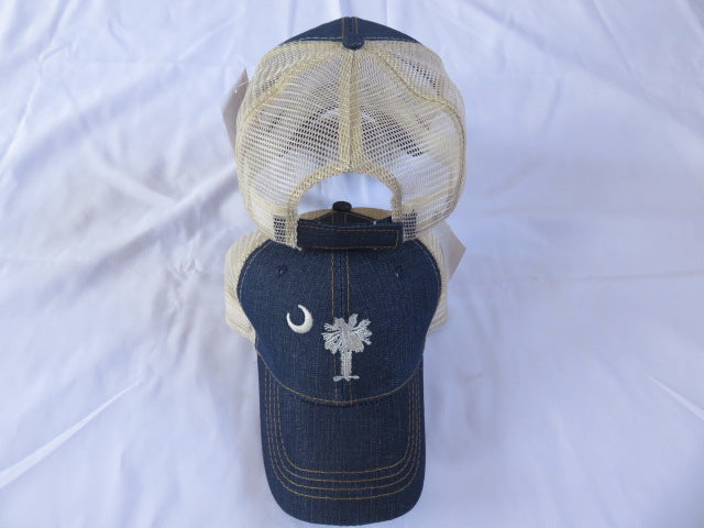 SOUTH CAROLINA TRUCKER STYLE MESH BACK VINTAGE BLUE EMBROIDERED CAP