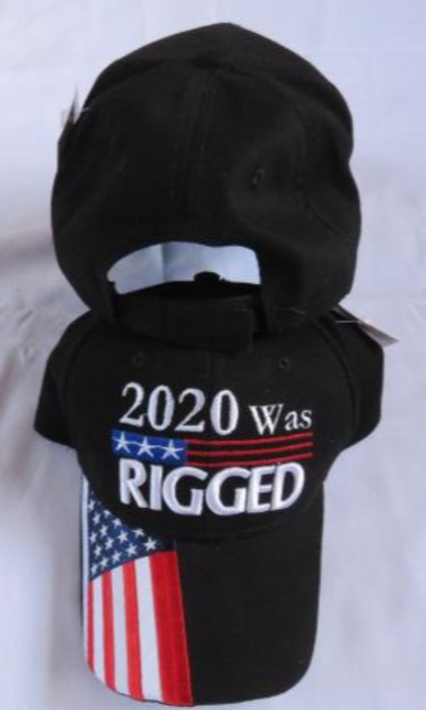 2020 WAS RIGGED USA AMERICAN FLAG EMBROIDERED CAP TRUMP