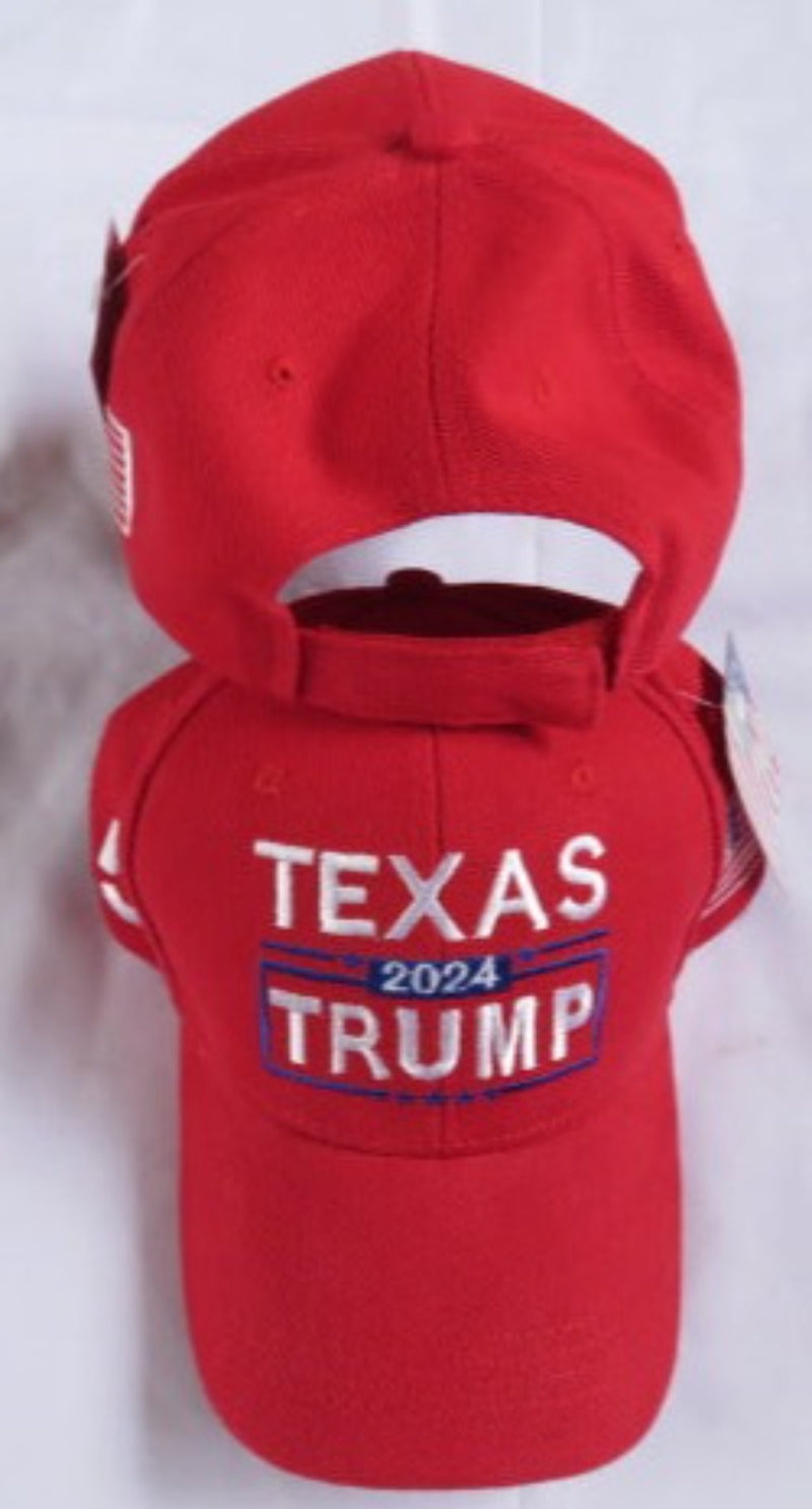 TEXAS FOR TRUMP RED CAP EMBROIDERED USA FLAG 45 Official American Hat 2024