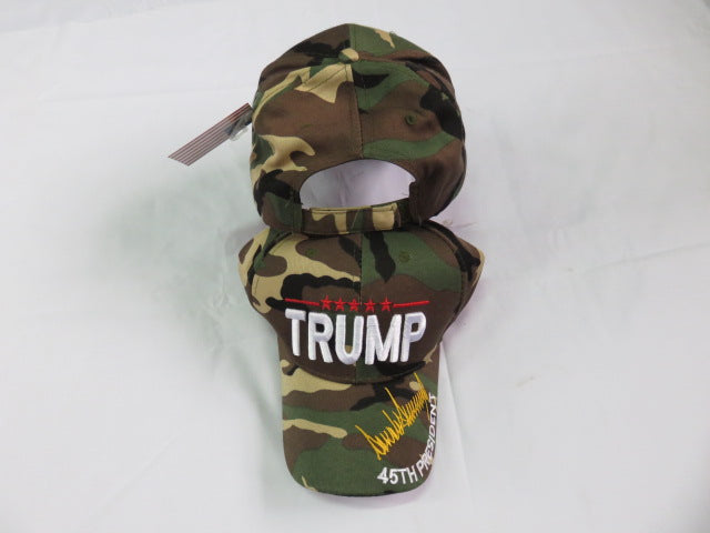 TRUMP GOLD SIGNATURE CAMO EMBROIDERED CAP 45TH PRESIDENT