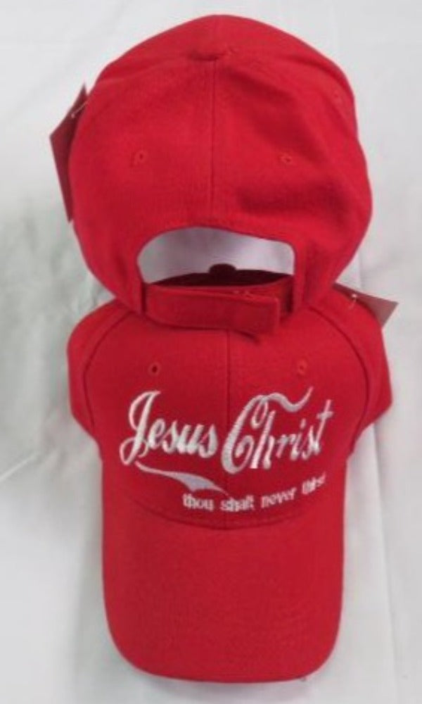 JESUS CHRIST THOU SHALT NEVER THIRST RED COKE EMBROIDERED CAP CHRISTIAN