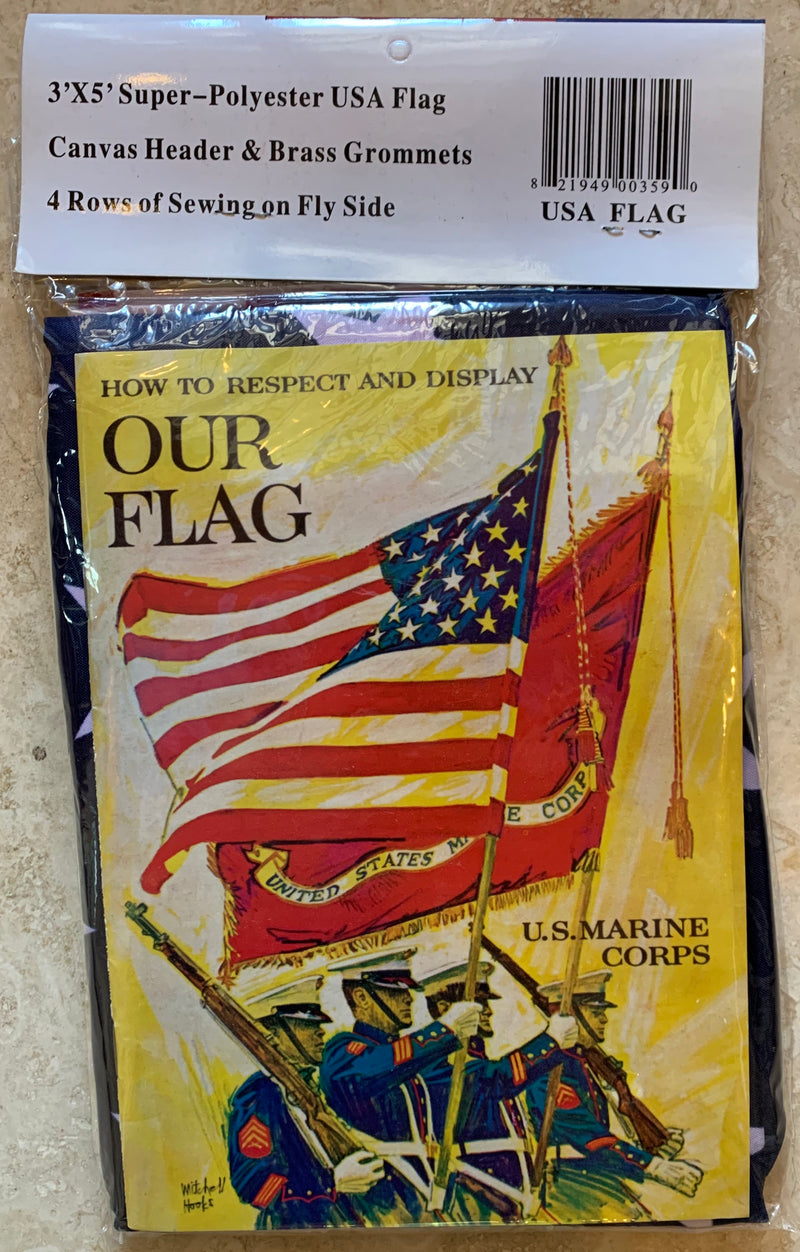 Made In The USA American Super Polyester 3'X5' Flag With Instruction Booklet Included