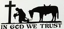IN GOD WE TRUST COWBOY WESTERN HORSE CROSS OFFICIAL BUMPER STICKER PACK OF 50 BUMPER STICKERS MADE IN USA WHOLESALE BY THE PACK OF 50!