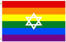JEWISH PRIDE 12"x18" Flag Rainbow Grommets
