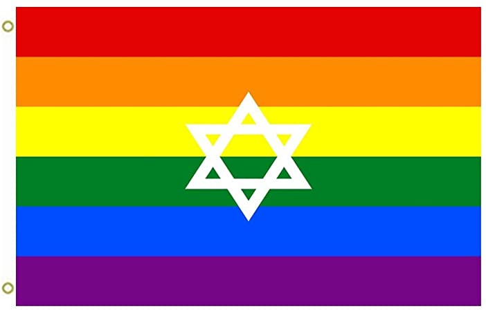 JEWISH PRIDE 12"x18" Flag Rainbow Grommets