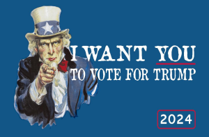 I WANT YOU TO VOTE FOR TRUMP UNCLE SAM 2024 3'X5' 100D FLAG BLUE MAGA